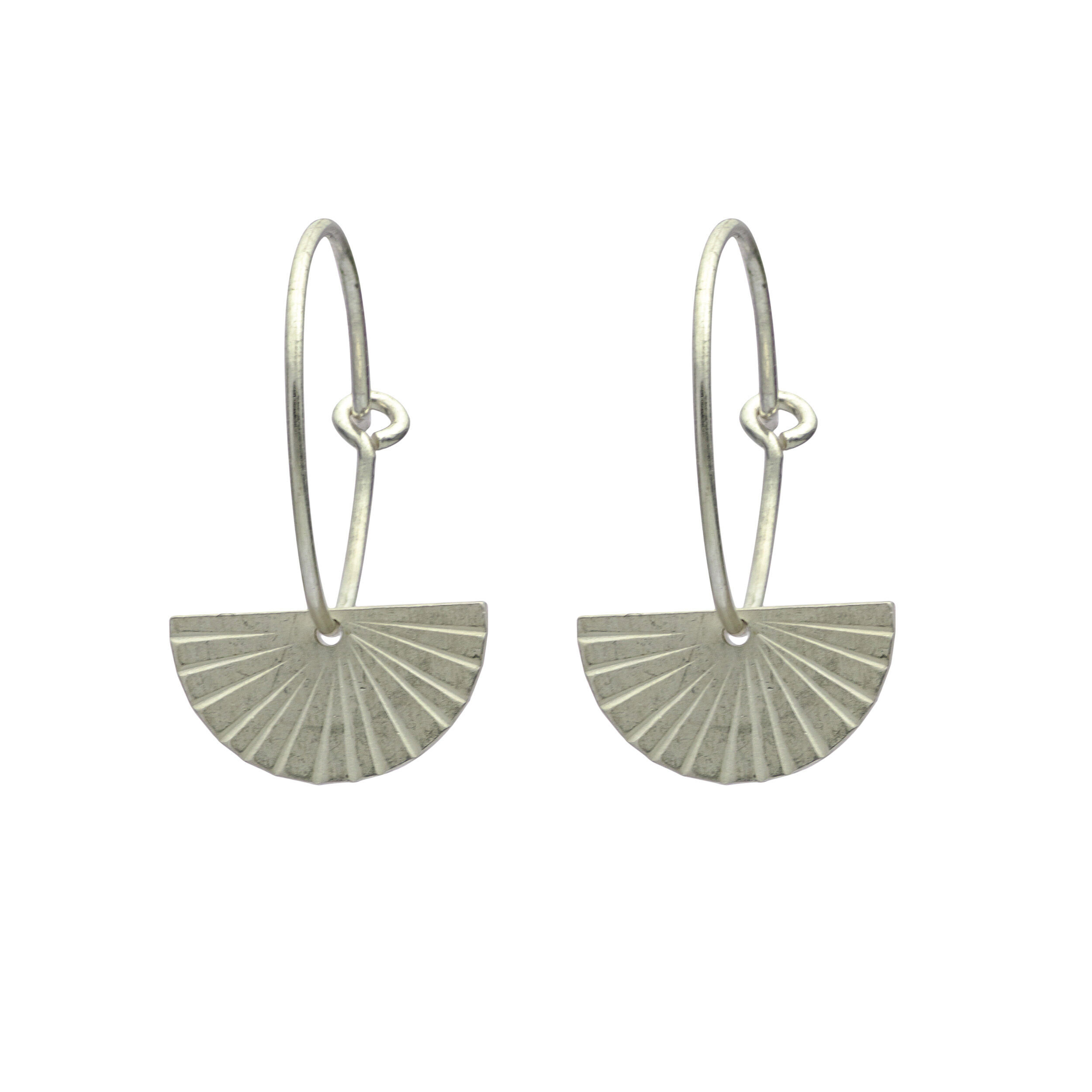 Sterling silver fan earrings top
